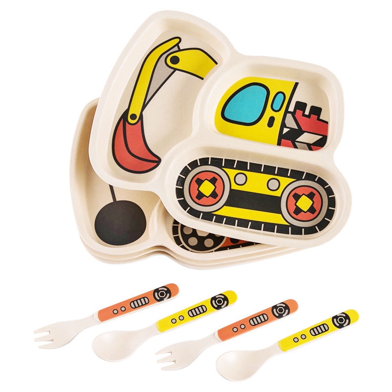 Childrens Plate Set Cartoon Car Design